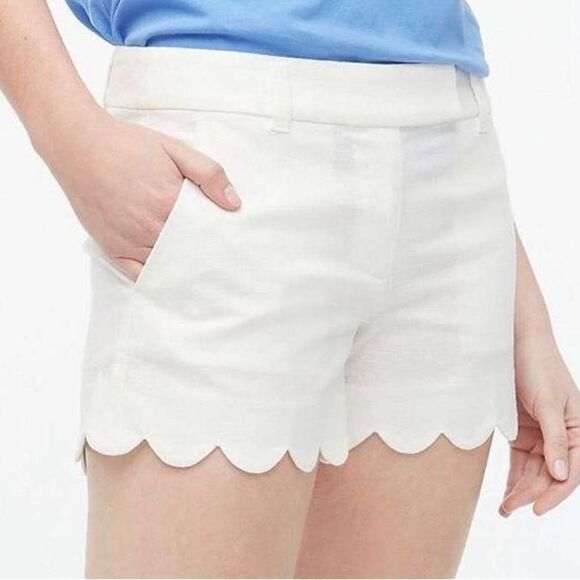 J.CREW | Solid Scalloped Linen Blend Shorts Size 0 - Picture 5 of 7